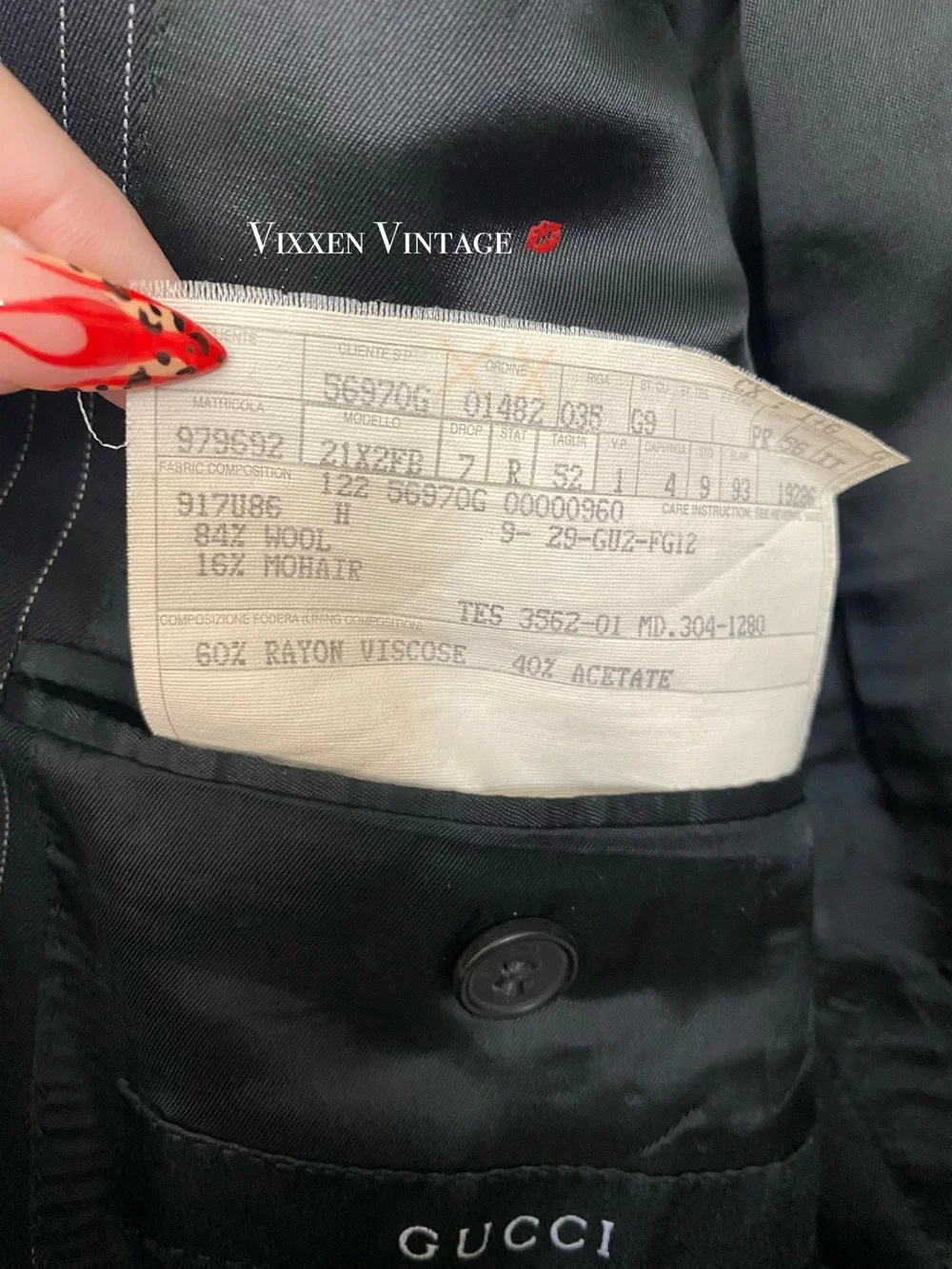 VINTAGE GUCCI ‘PINSTRIPE WOOL MOHAIR SUIT’ IN BLACK